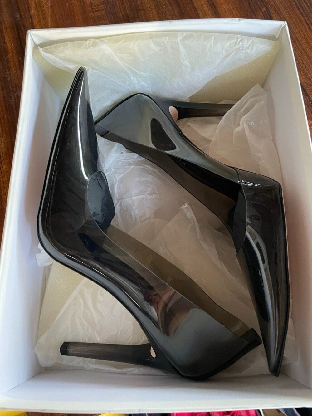 Good American Women Pointed Toe Pumps Black PVC Heels